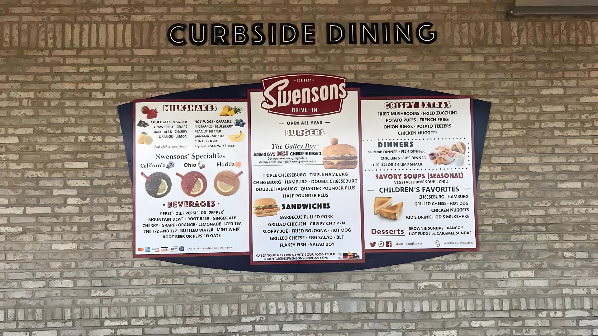 Swensons Drive up Dining Menu Board Poland OH